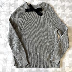 JCrew Factory Gray Sweater with Black Bow Size XS